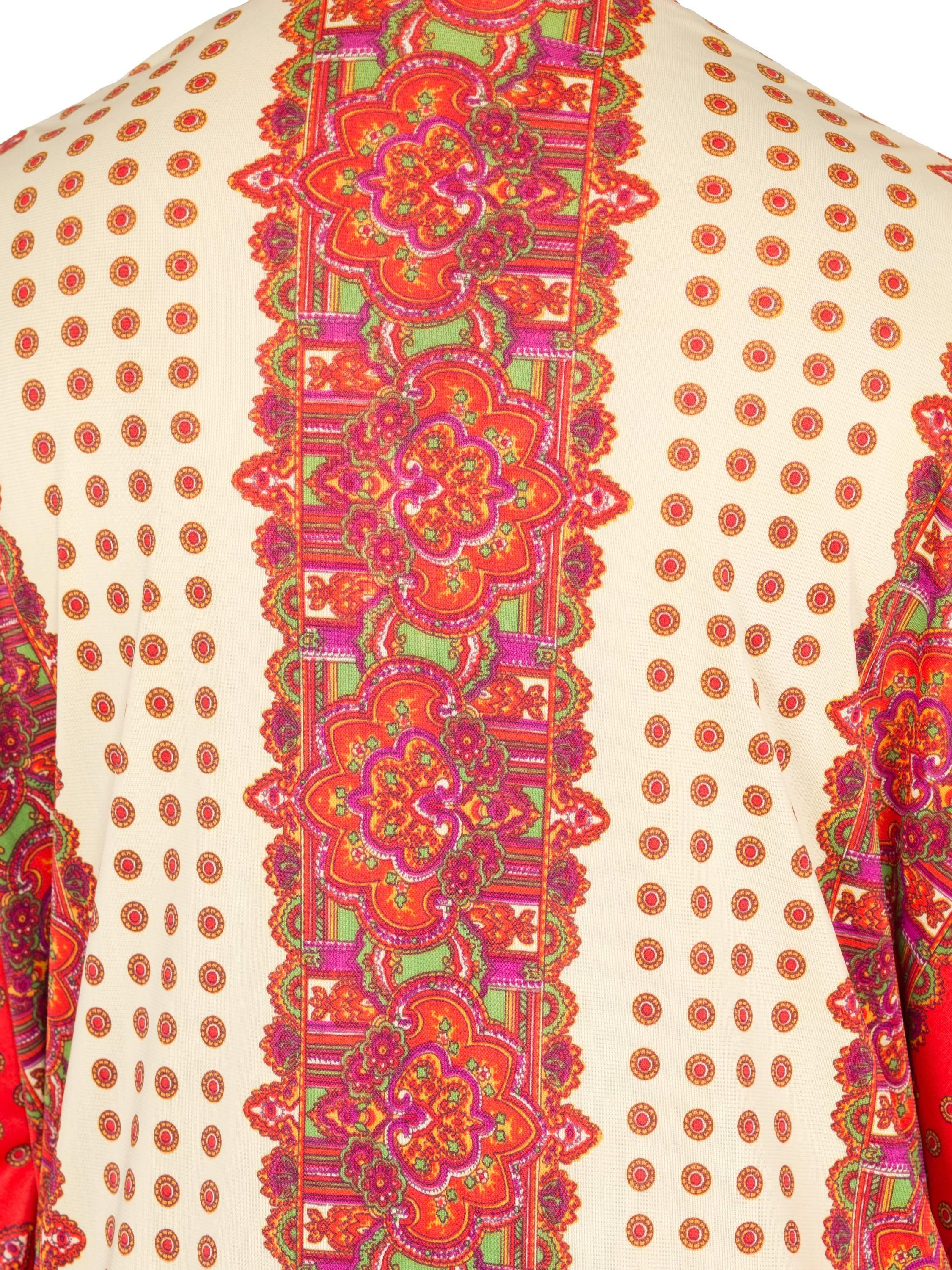Ethnic Silky Paisley Button Up Kaftan, 1970s 11