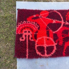 1970s Etruscan revival Scandinavian Rya Rug in Pink Tones