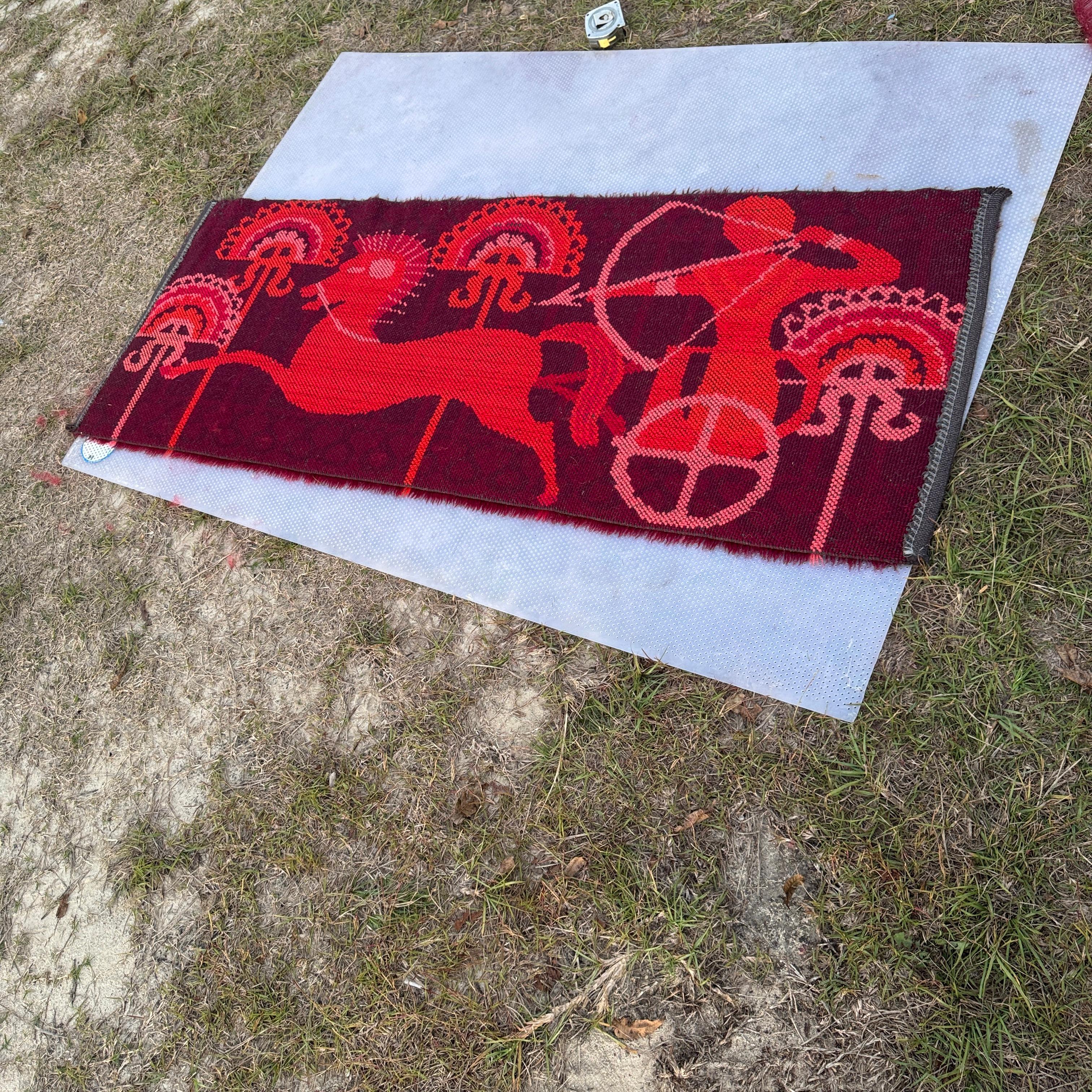 Late 20th Century 1970s Etruscan revival Scandinavian Rya Rug in Pink Tones For Sale