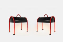 1970's Ettore Sottsass Stilnovo Valigia Table Lamps Black Red Colour Mid Century