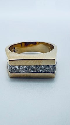 1970s European 14K Yellow Gold Channel-Set Diamond Ring