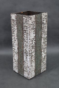 1970s European Brutalist Ceramic Vase – Tall Textured Mid-Century Modern Form
