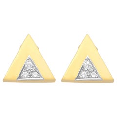 Vintage 1970s European Diamond and Yellow Gold Stud Earrings