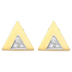 1970s European Diamond and Yellow Gold Stud Earrings