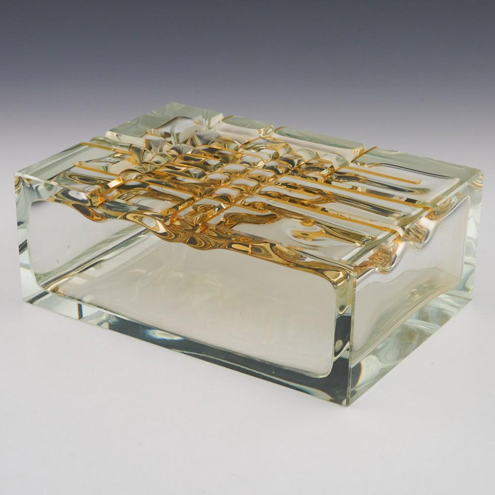 Glass 1970s Exbor Yellow Grid Vase Designs by Ladislav Oliva