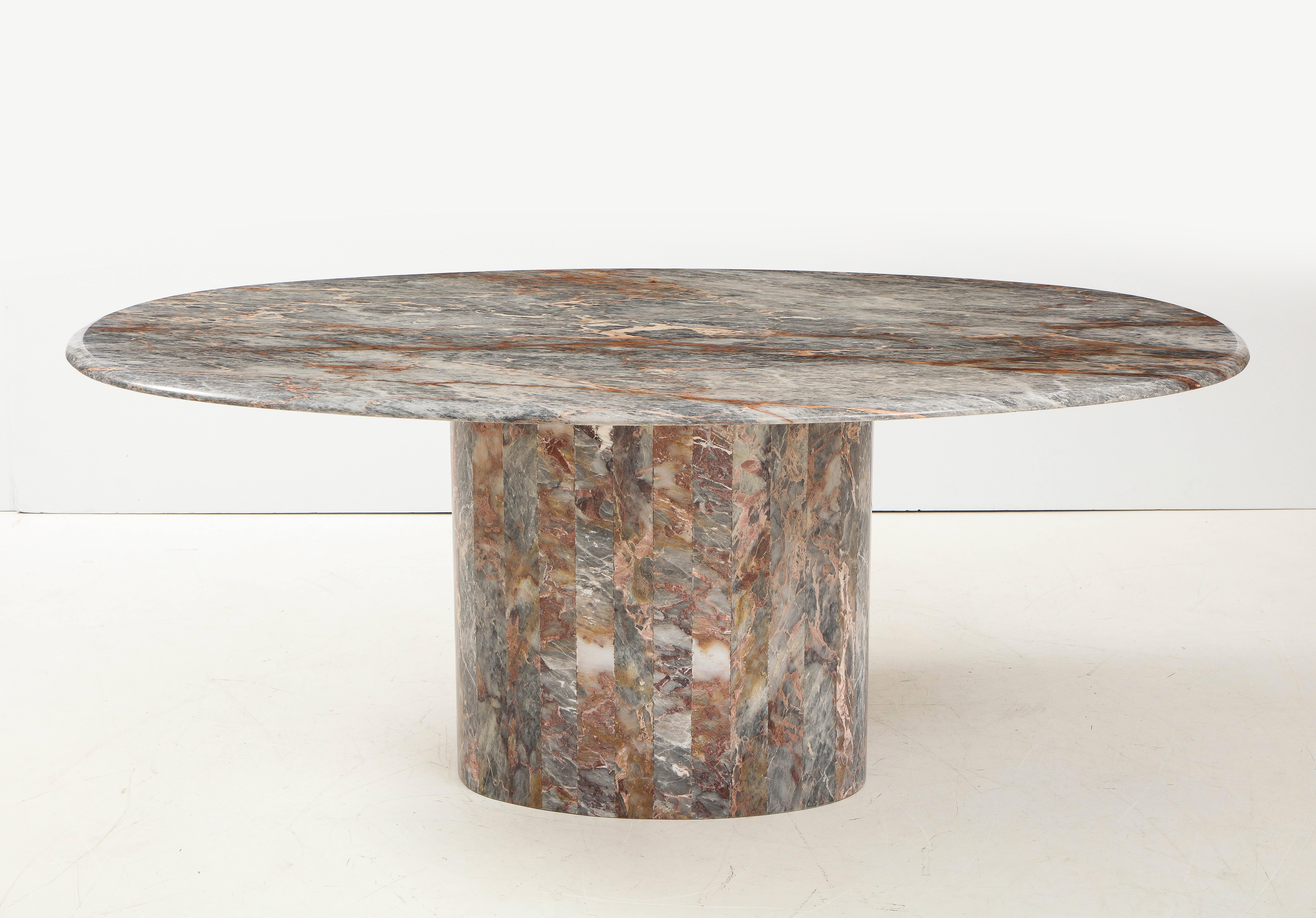 Mid-Century Modern 1970's Exotic Marble Oval Italian Dining Table