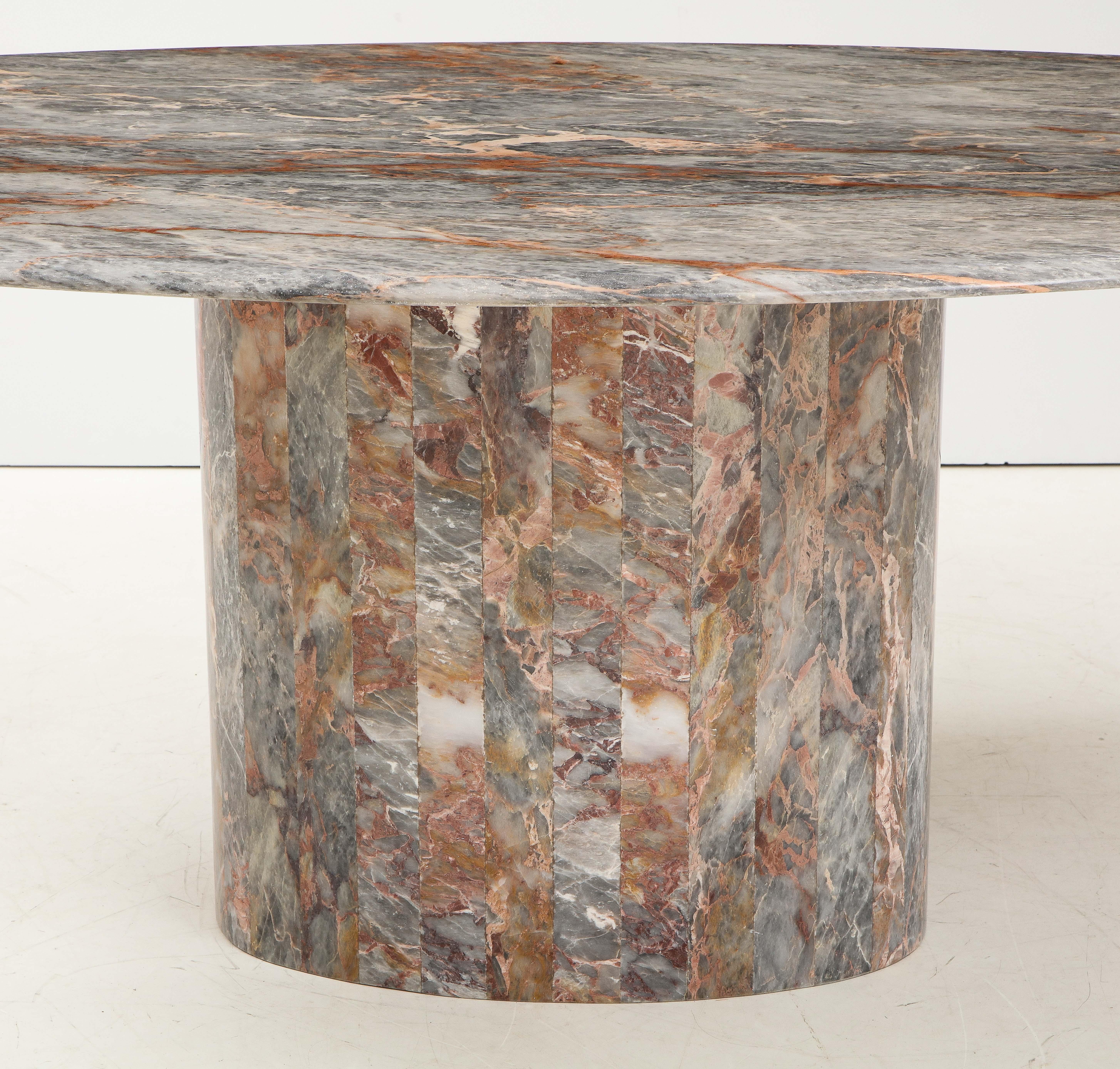 1970's Exotic Marble Oval Italian Dining Table In Good Condition In New York, NY