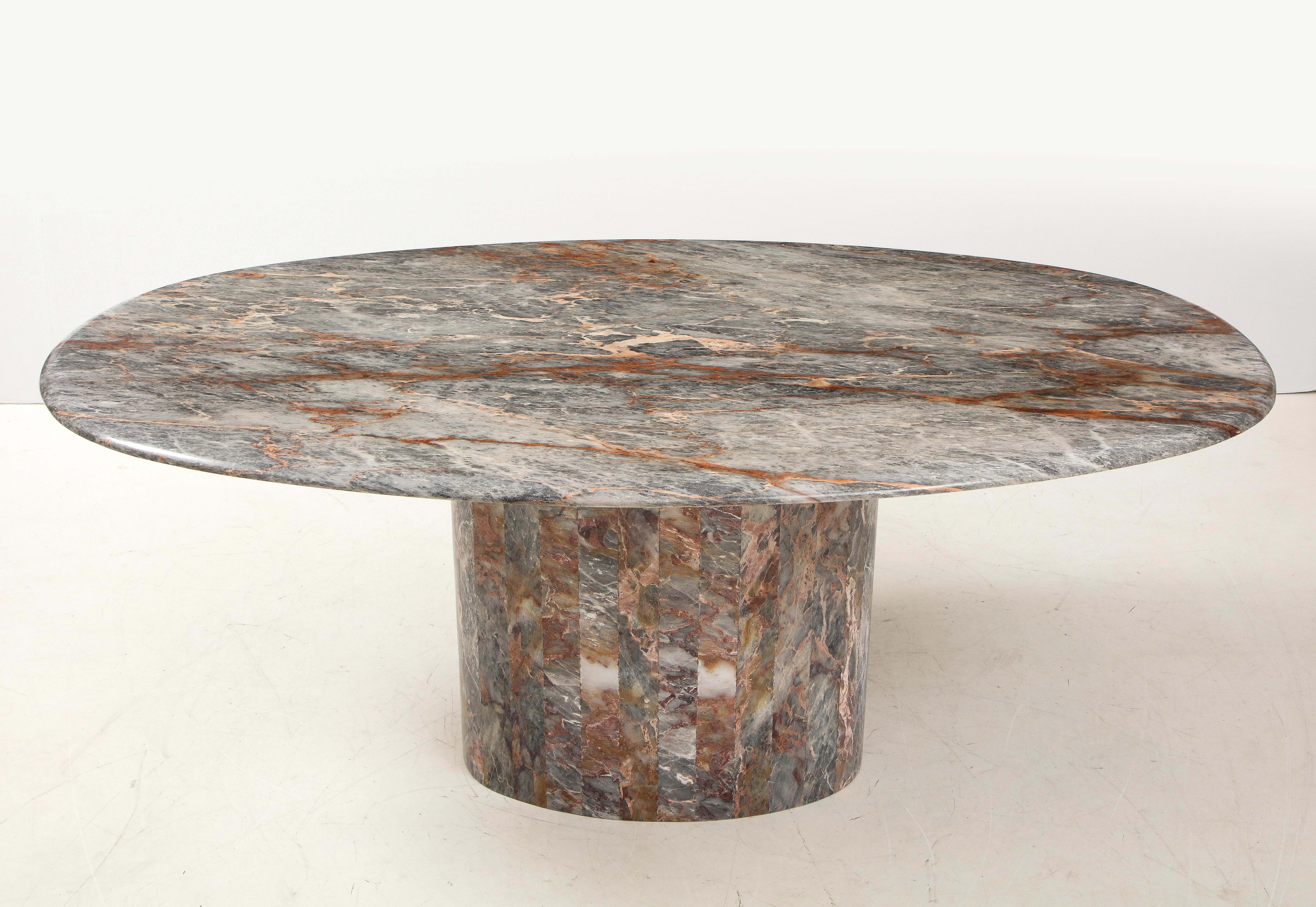 Late 20th Century 1970's Exotic Marble Oval Italian Dining Table