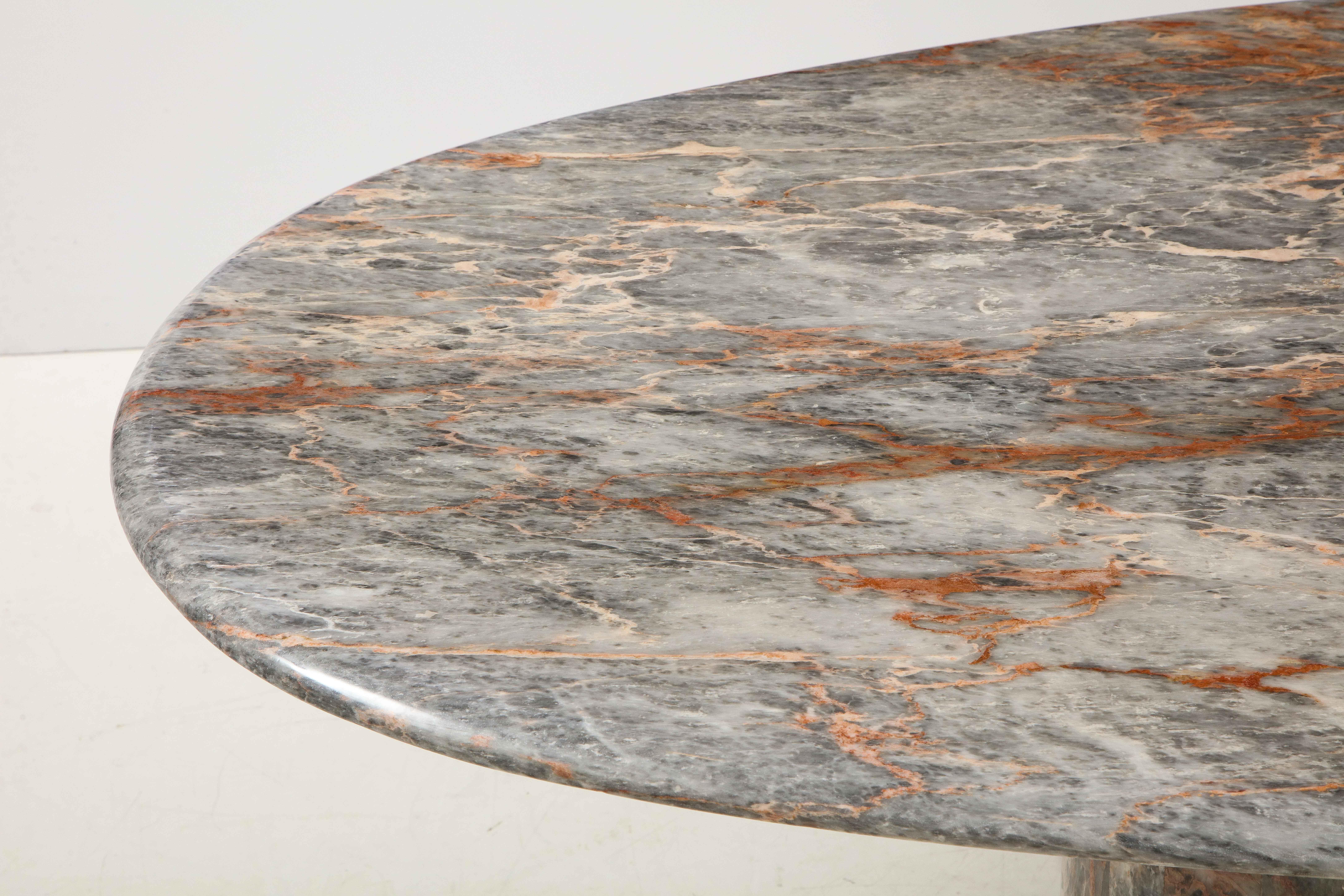 1970's Exotic Marble Oval Italian Dining Table 1