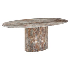 1970's Exotic Marble Oval Italian Dining Table