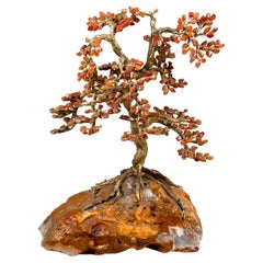1970s Exquisite Table Sculpture Bonsai Tree on Stone