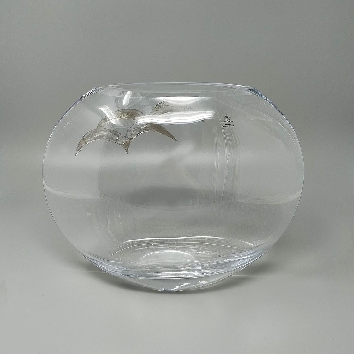Vaso di lusso degli anni '70 in cristallo e argento di Camilletti. Prodotto in Italia In condizioni ottime in vendita a Milano, IT