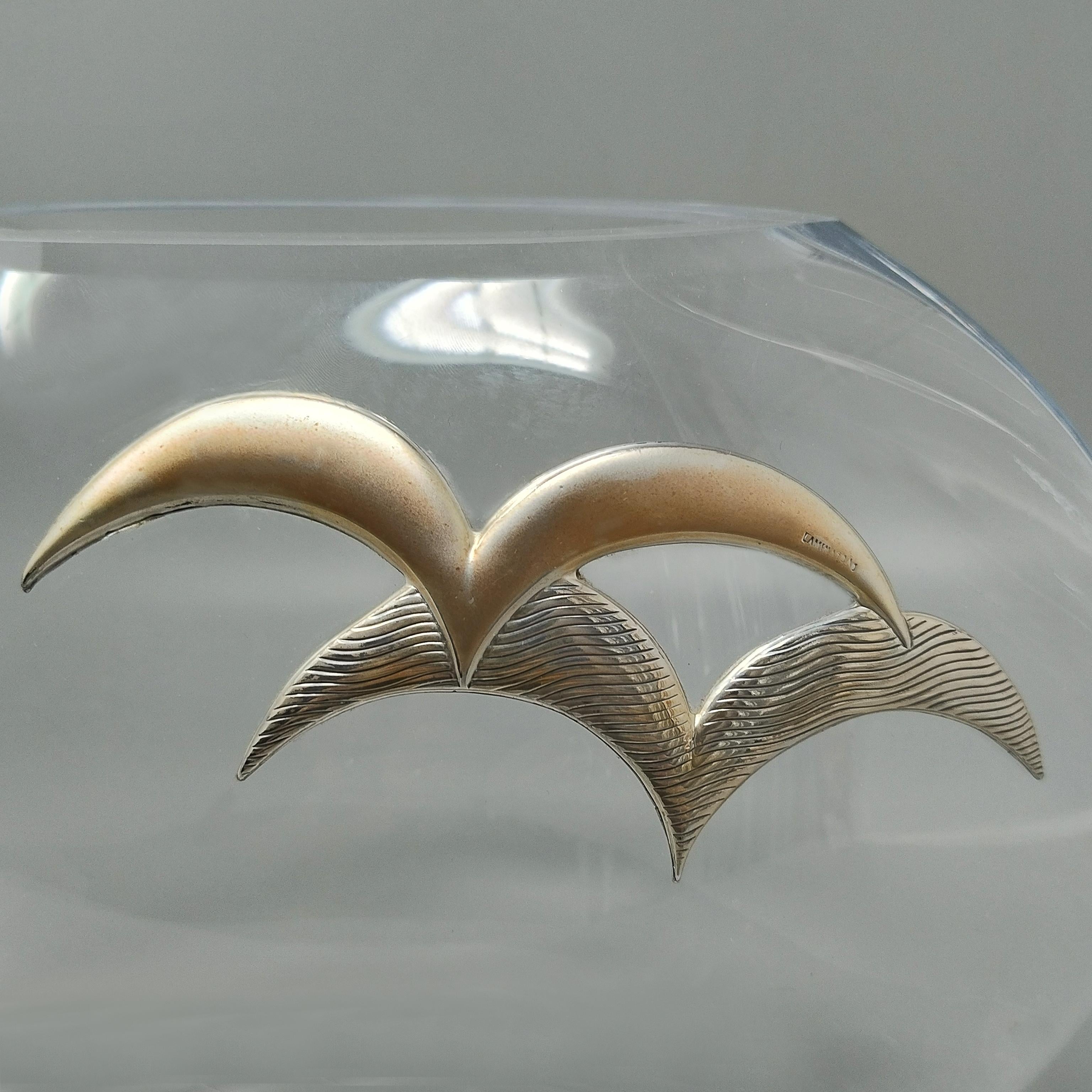 Fine XX secolo Vaso di lusso degli anni '70 in cristallo e argento di Camilletti. Prodotto in Italia in vendita