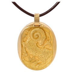 Retro Cartier Georges Lenfant Gold Aries Zodiac Pendant 1970s