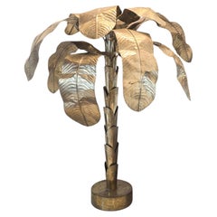 1970s Extra Large Floor Brass Banana Palm Three Decorative Sculpture