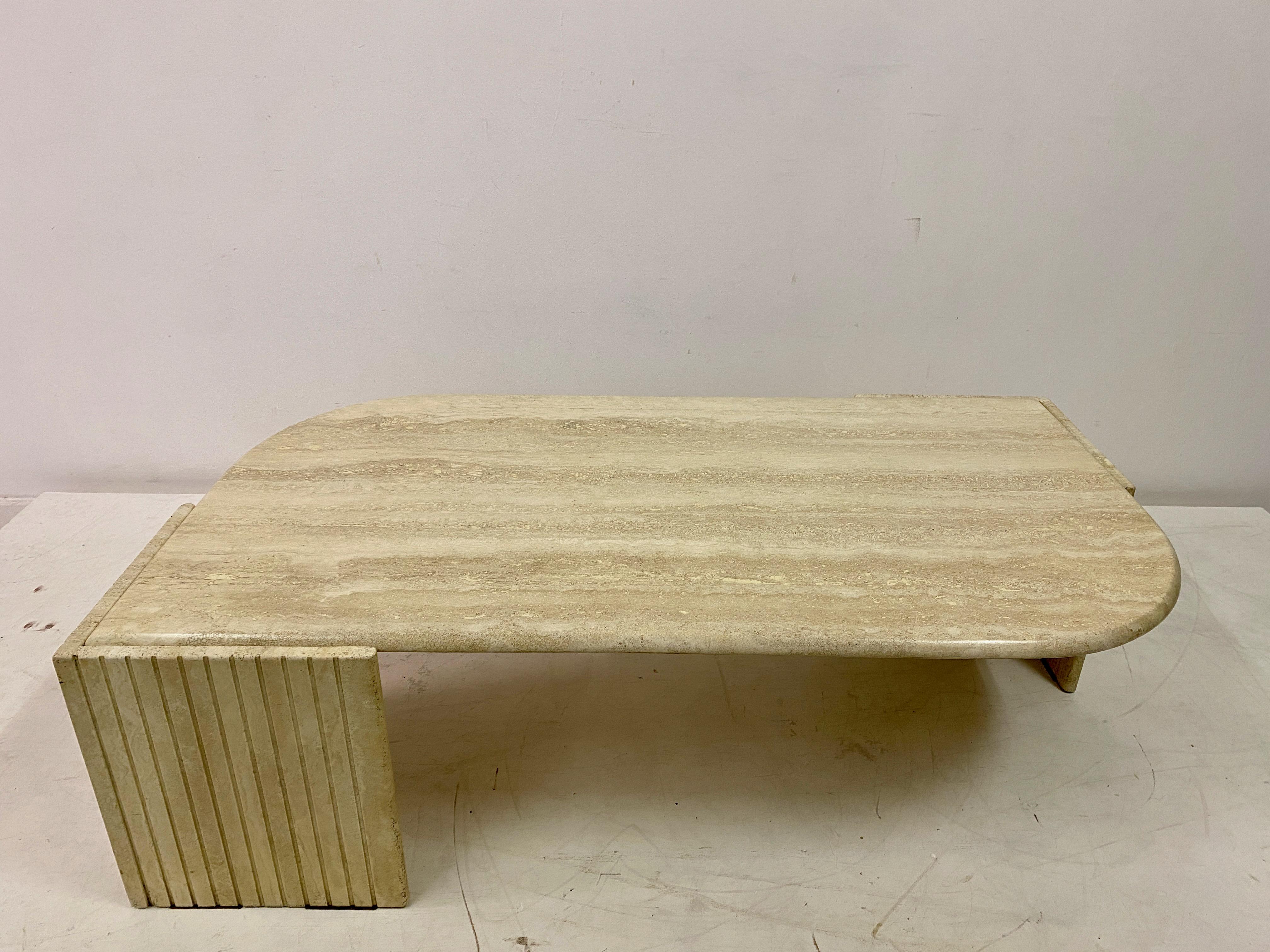 1970S Eye Shaped Travertine Coffee Table  For Sale 8
