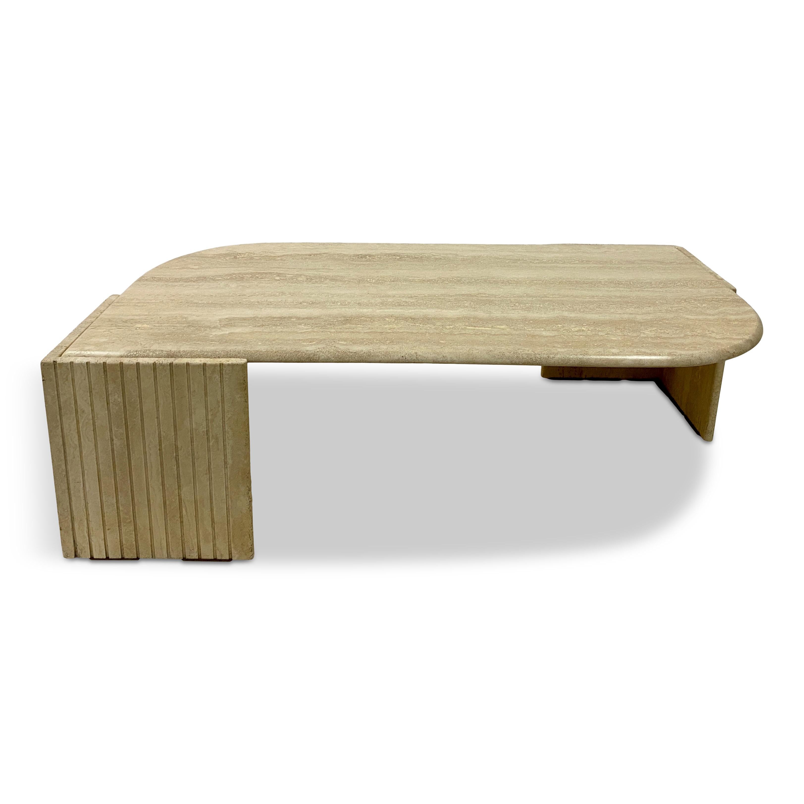 1970S Eye Shaped Travertine Coffee Table  For Sale 12