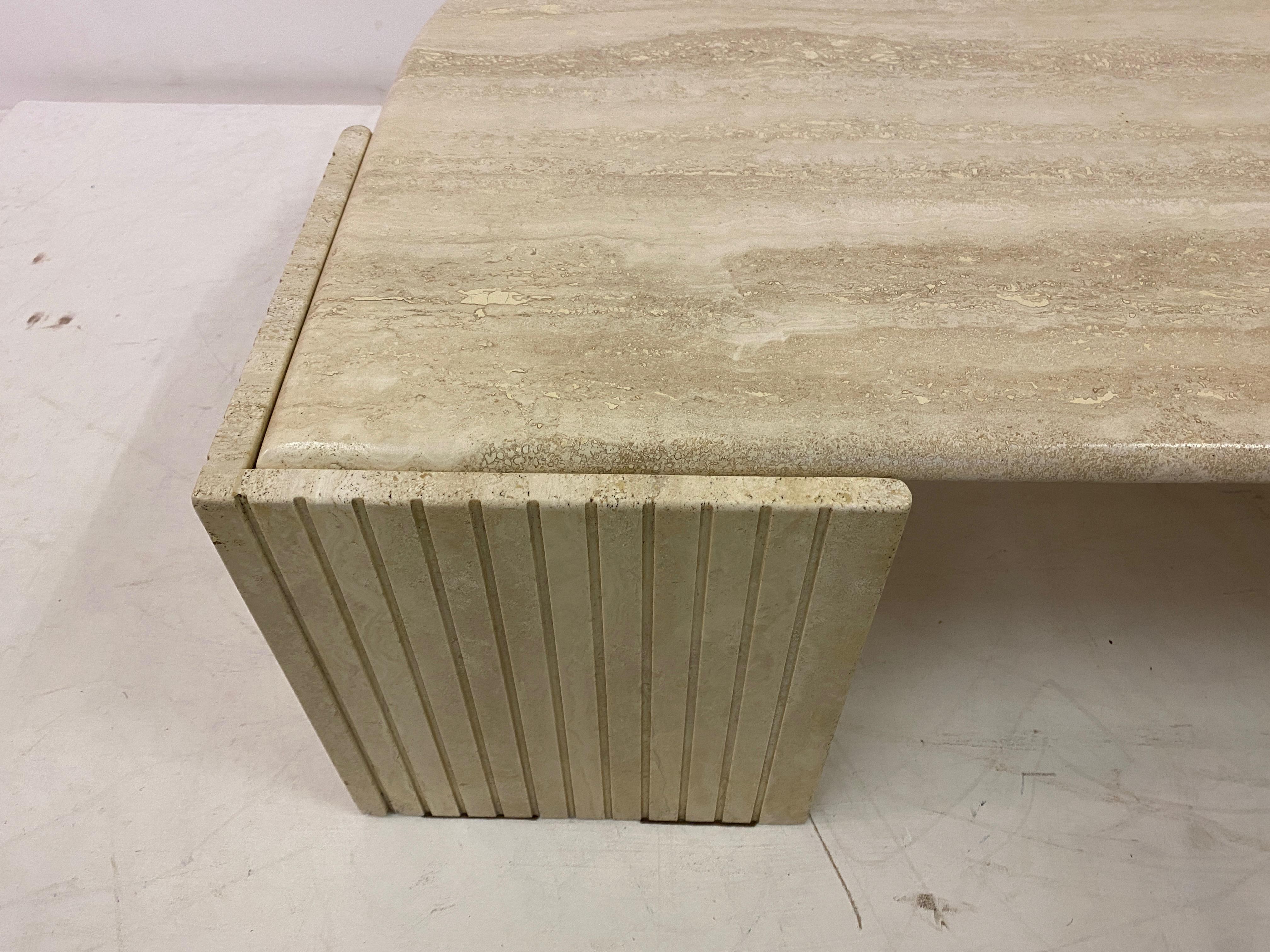 1970S Eye Shaped Travertine Coffee Table  In Good Condition For Sale In London, London