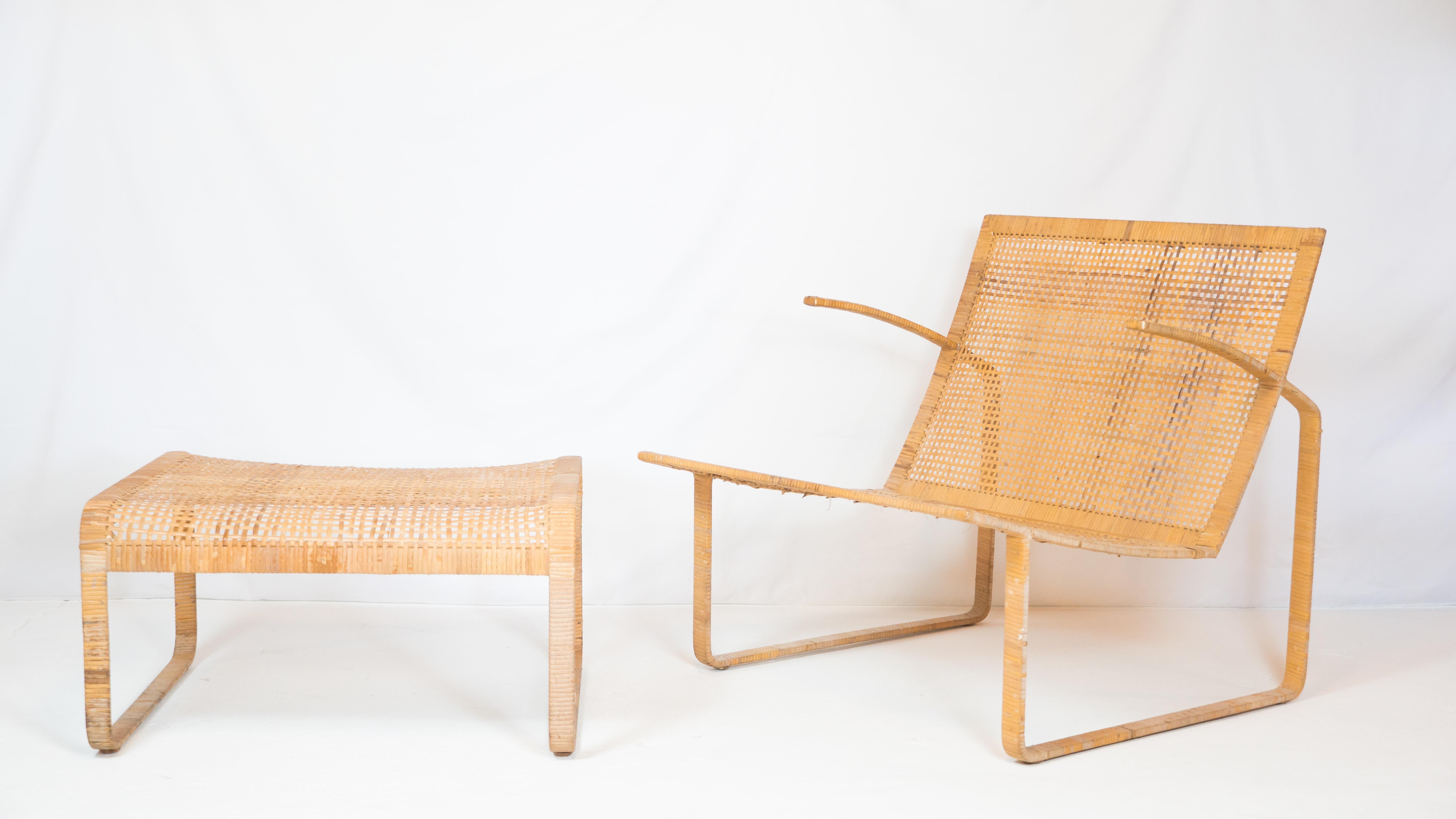 Preben Fabricius and Jørgen Kastholm for Harvey Probber lounge chair and ottoman, circa 1970s. These are exceptionally rare design pieces. Part of the collection was found in Harvey Probber Eastcliff Residence, which went to Wright auction house in