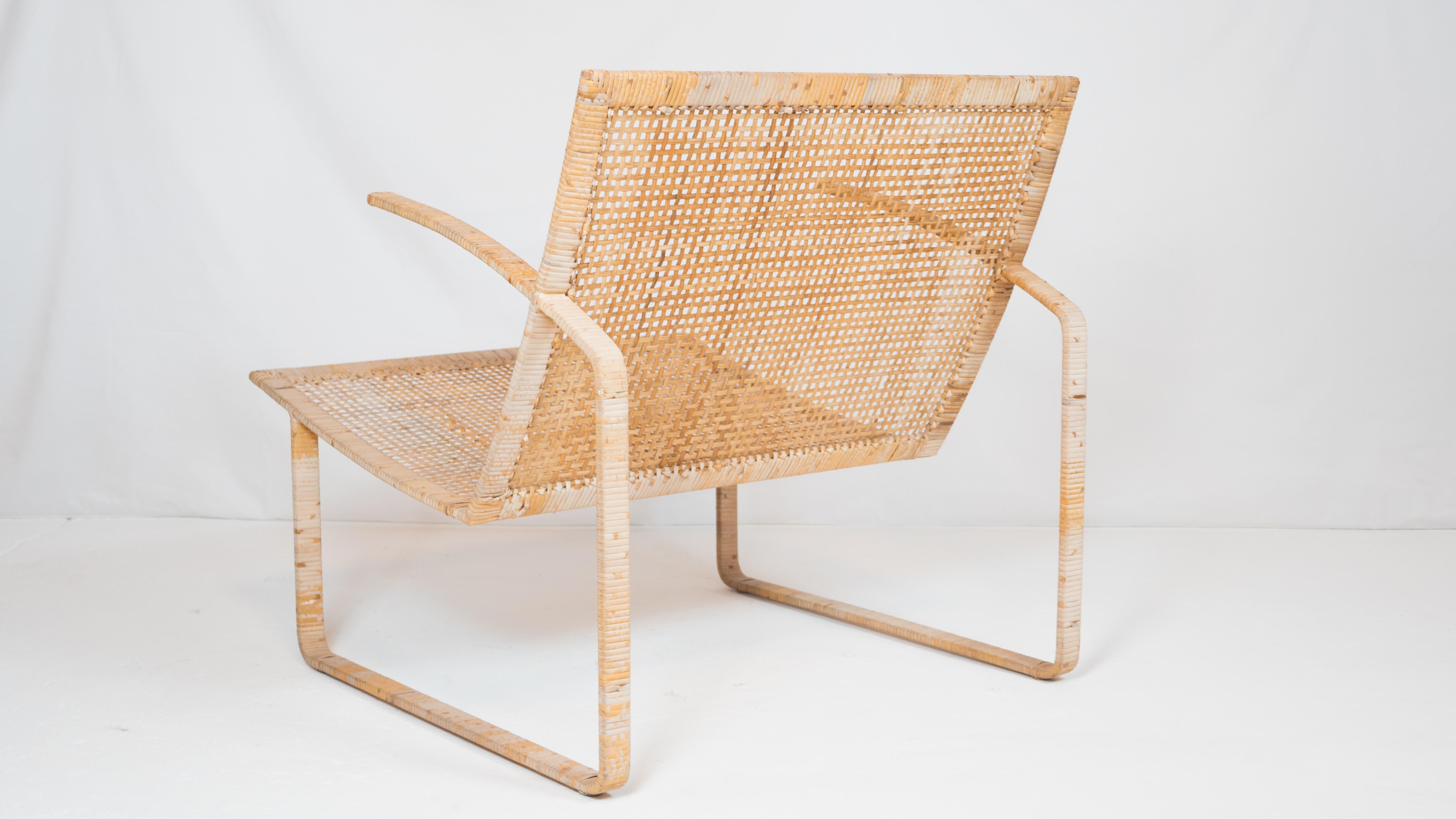Rattan 1970s Fabricius & Kastholm for Harvey Probber Lounge Chair & Ottoman For Sale
