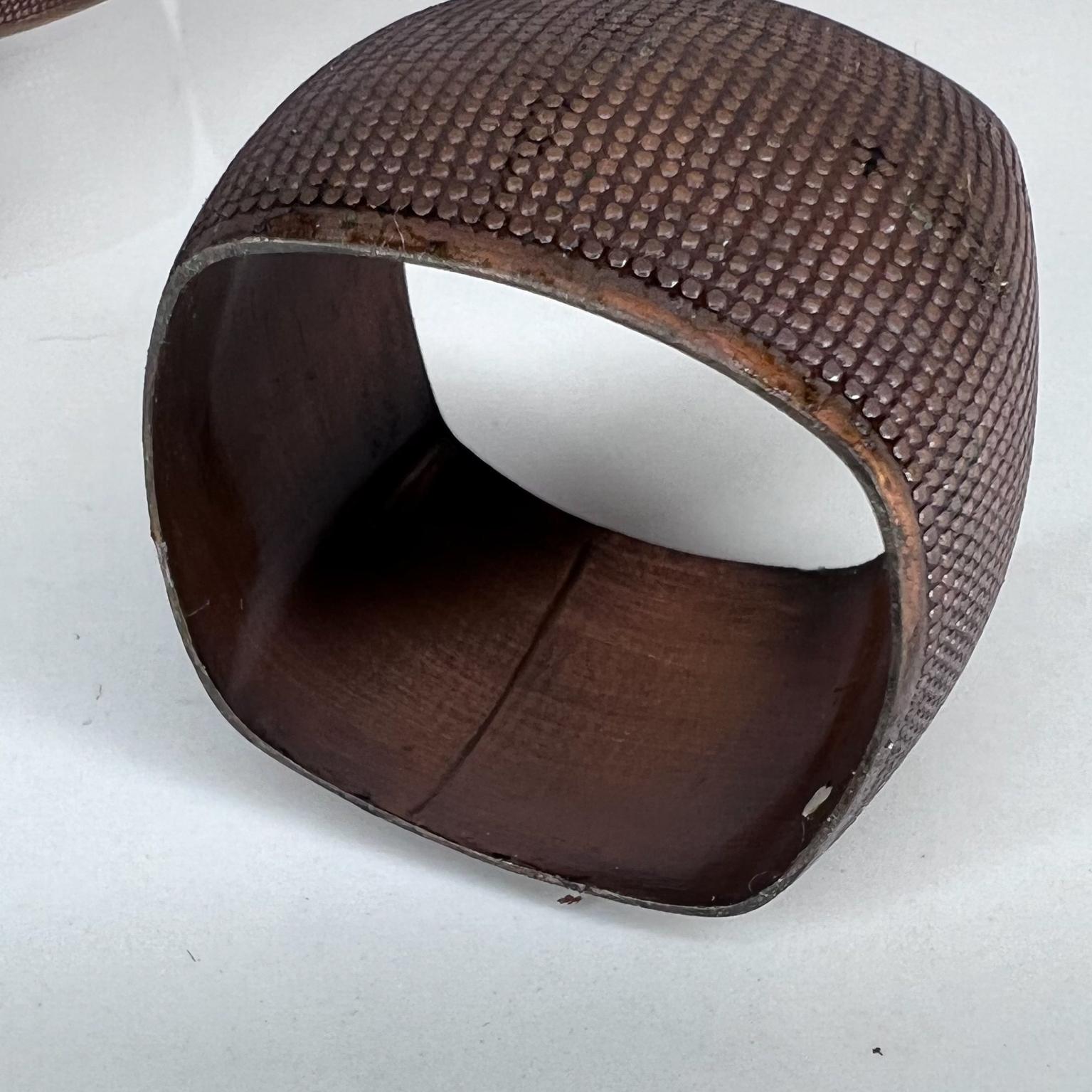 1970s Fabulous Modern 9 Copper Napkin Ring Holders with Textured Design 1