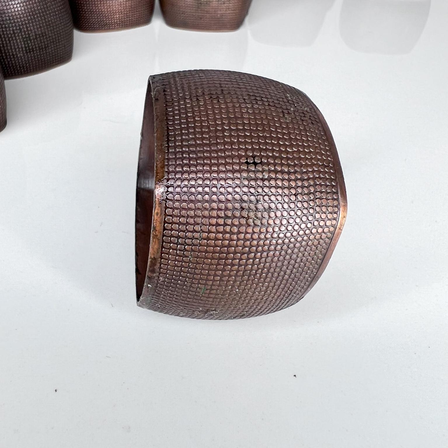 1970s Fabulous Modern 9 Copper Napkin Ring Holders with Textured Design 2