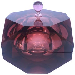 1970s Faceted Prism Ice Bucket in Rare Amethyst Lucite, Italy