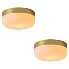 1970s Fagerhult Brass and Glass Flush Mount
