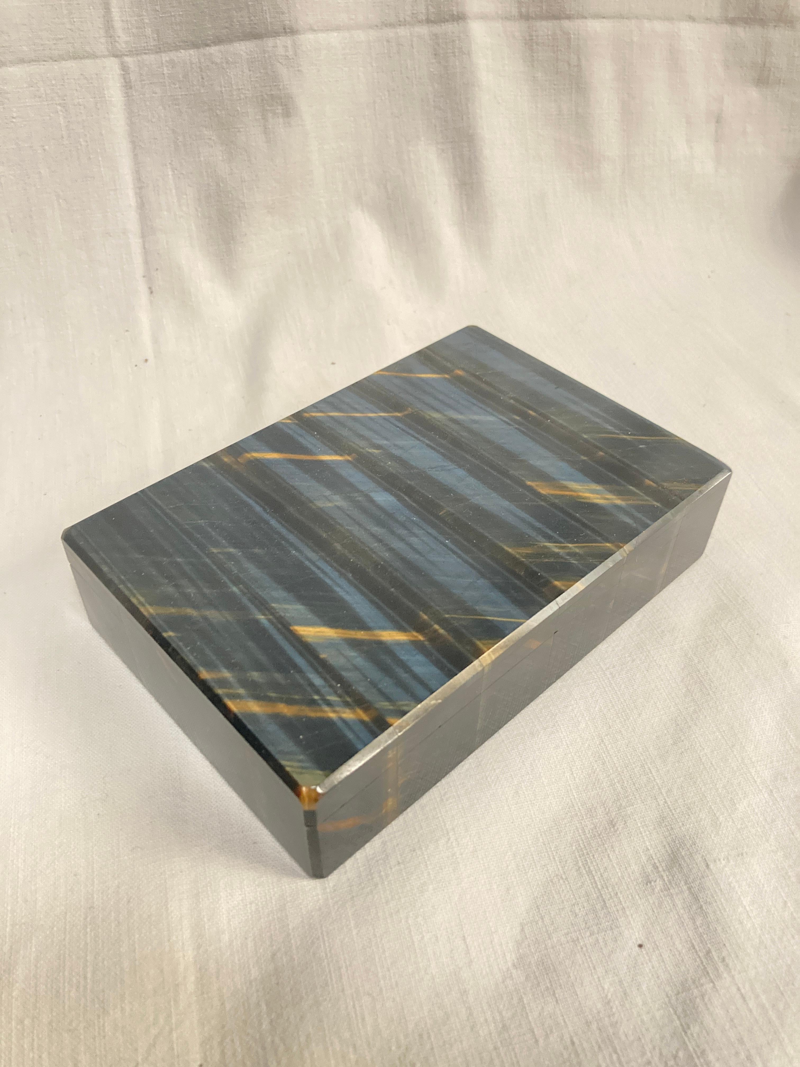 1970's falcon eye stone decorative boxe 
Hand made 
Made in italy