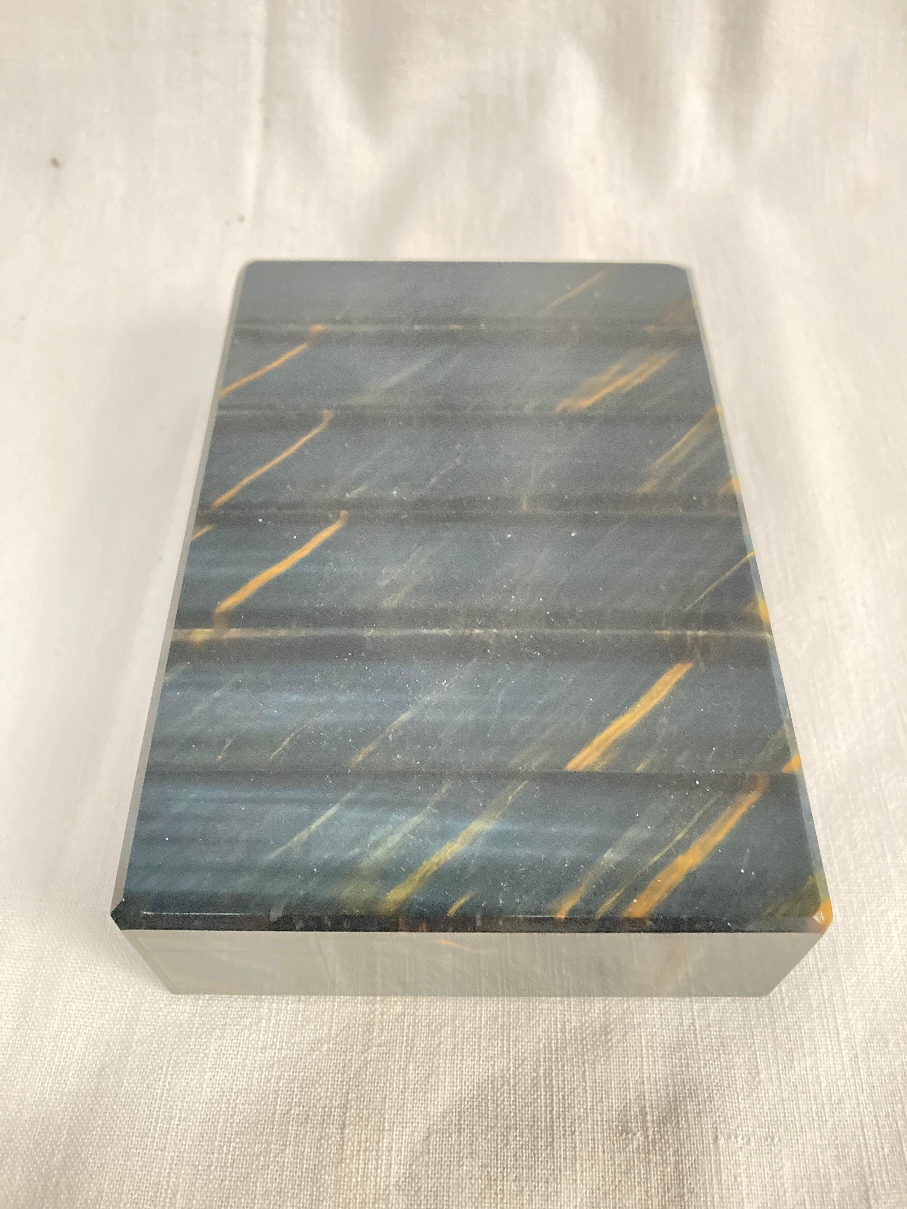 Late 20th Century 1970's Falcon eye stone decorative boxe For Sale