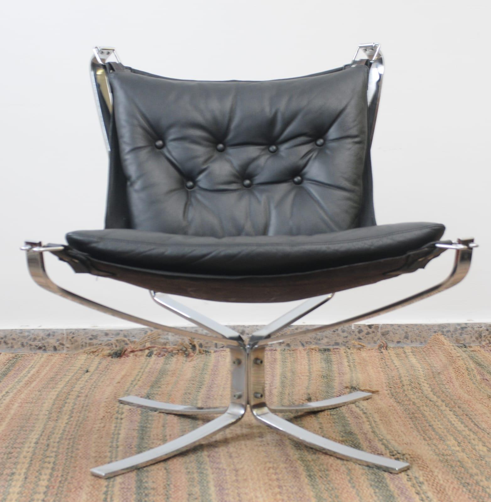 1970s Falcon Lounge Chrome Framed Chairs by Sigurd Ressell For Sale 3