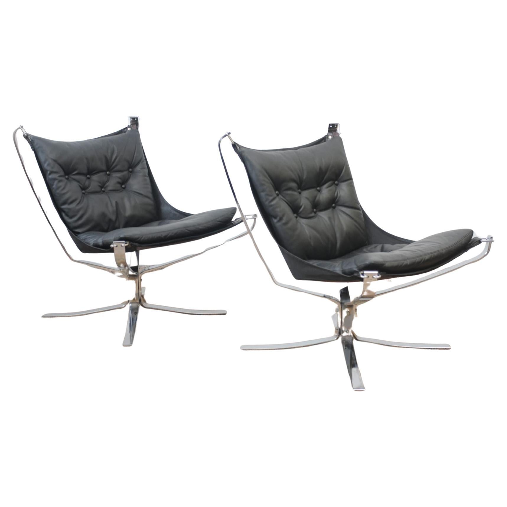 1970s Falcon Lounge Chrome Framed Chairs by Sigurd Ressell For Sale