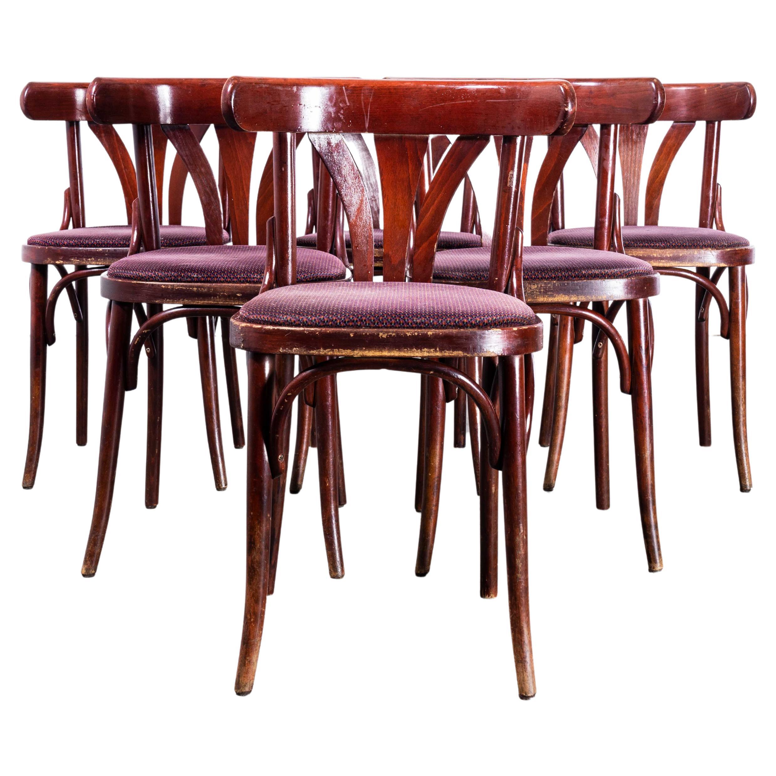 1970s Barrel Back Upholstered Dining Chairs on Casters at 1stDibs