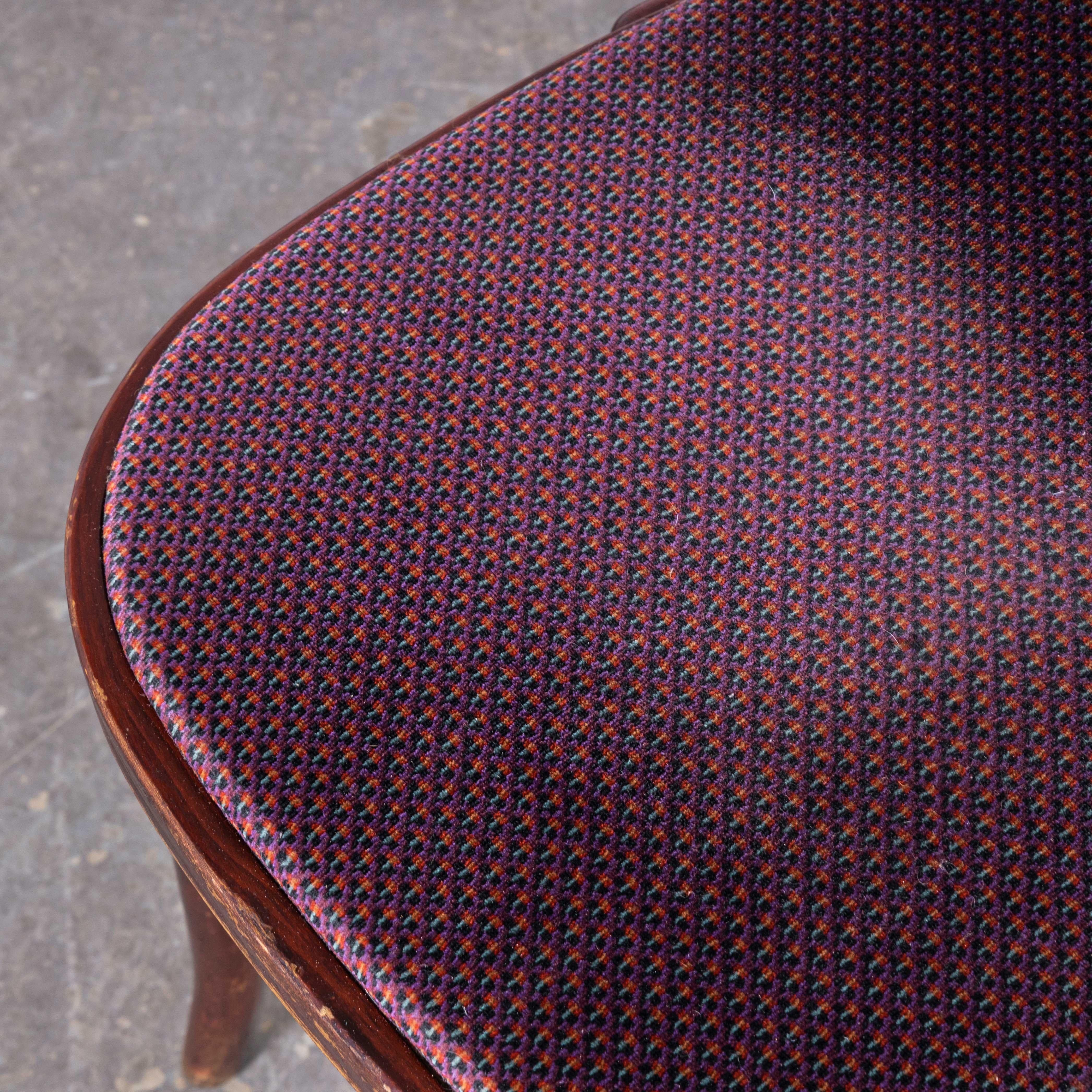 Late 20th Century 1970's Fan Back Upholstered Bentwood Dining Chair - Various Quantities Available