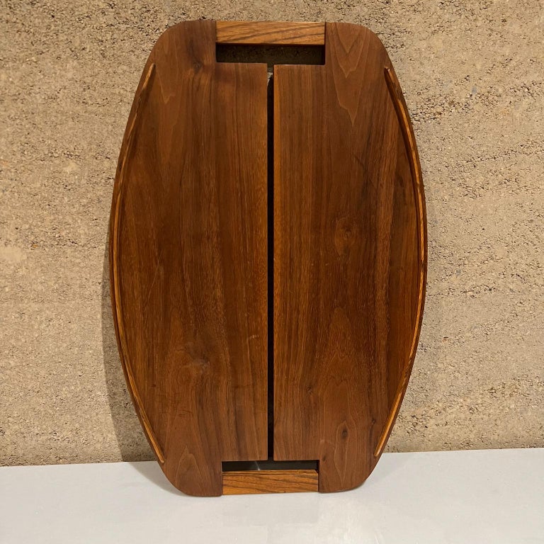 1970s Fancy Wood Cutting Board Modern Charcuterie Serving Platter For Sale 1