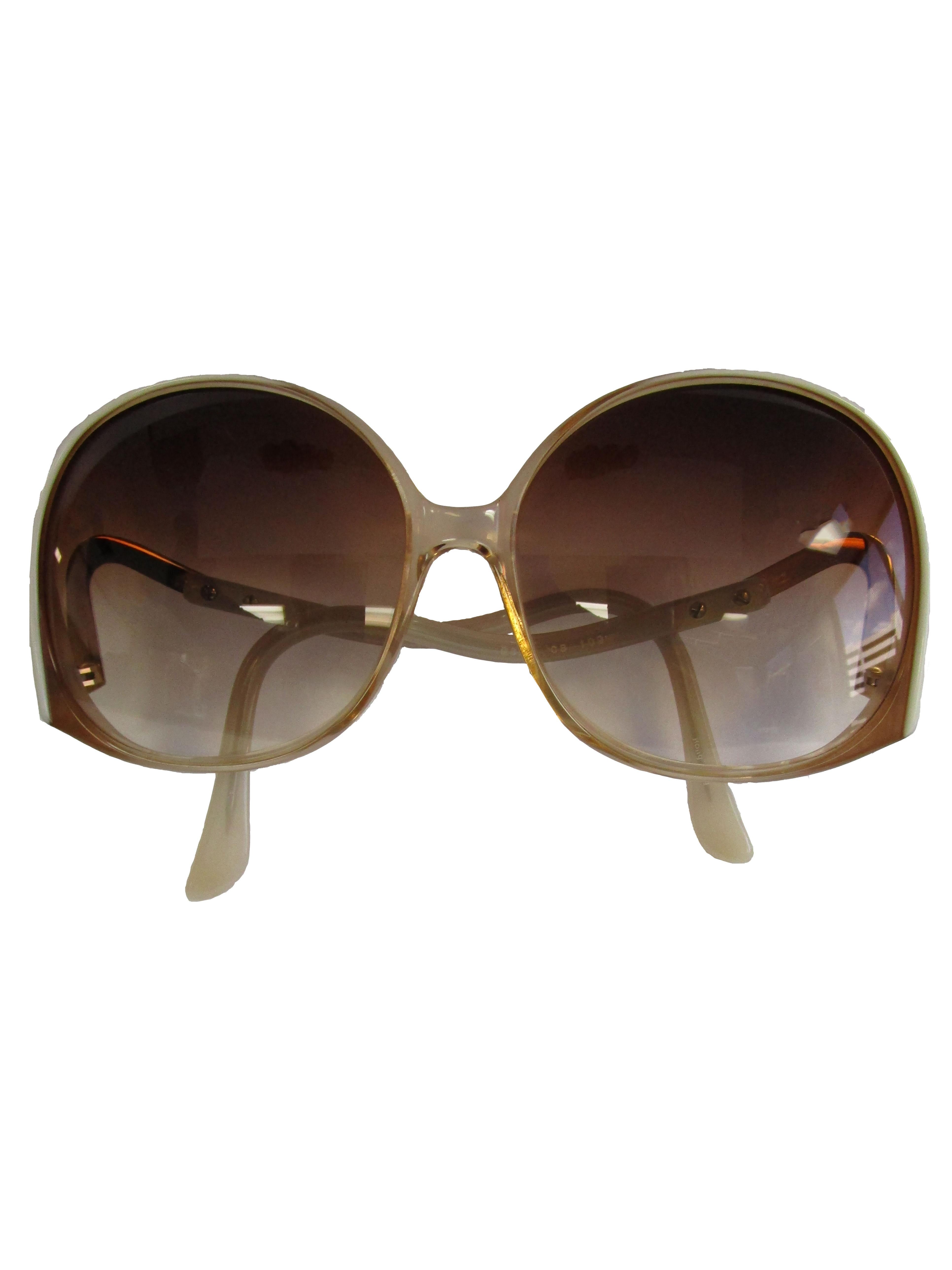 1970's Fantastic Pierre Cardin Amber Lens and Ivory Framed Sunglasses  For Sale 1