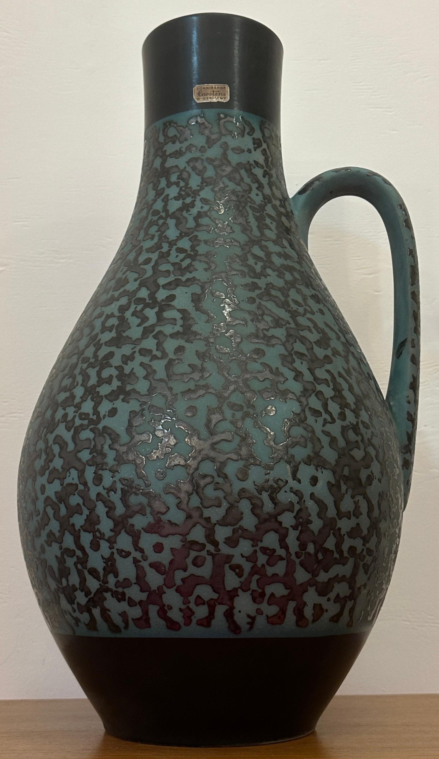 Vaso a caraffa Carstens Tönnieshof turchese e marrone con ameba, anni '70, Fat Lava, tedesco in vendita 3