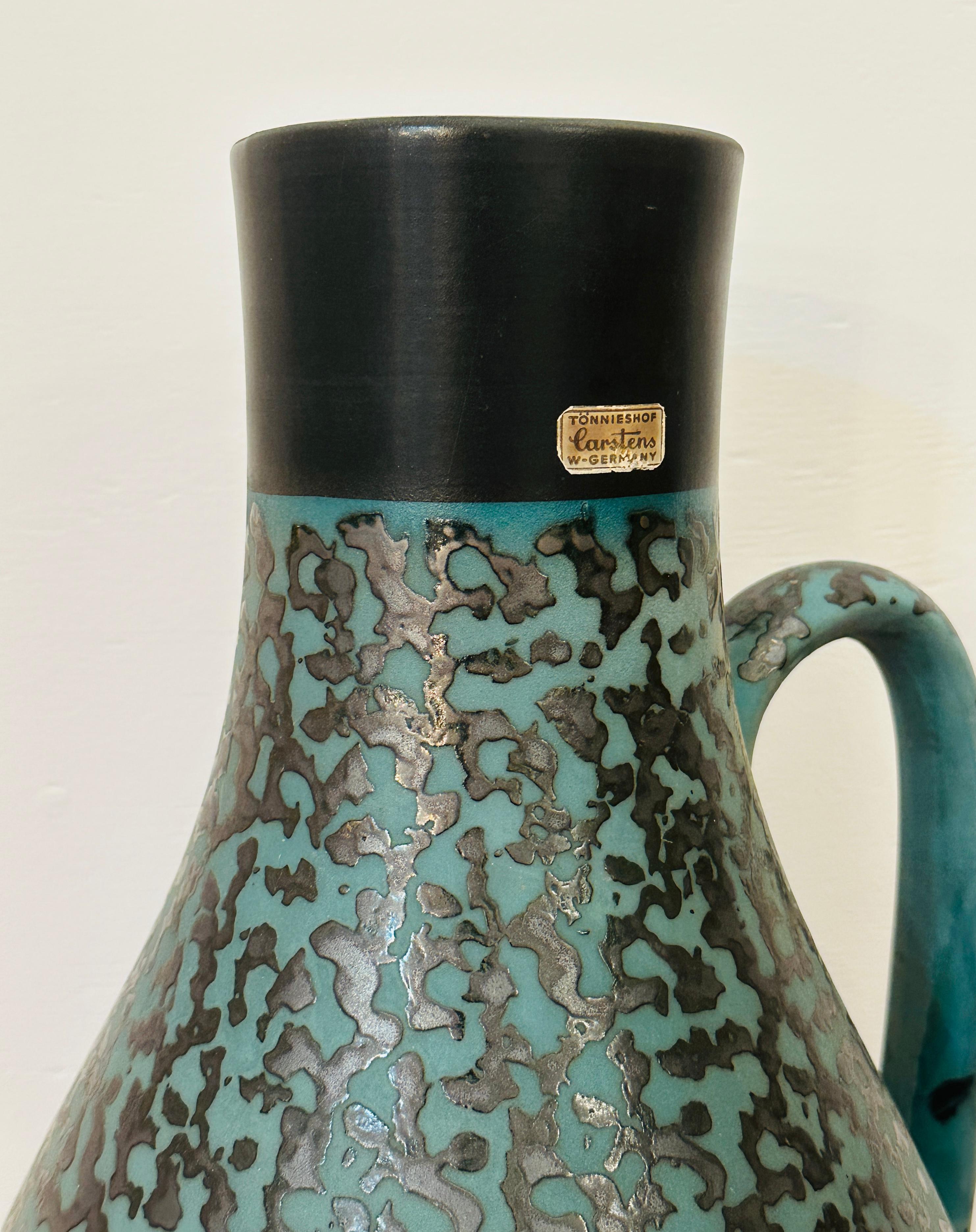 Vaso a caraffa Carstens Tönnieshof turchese e marrone con ameba, anni '70, Fat Lava, tedesco in vendita 4