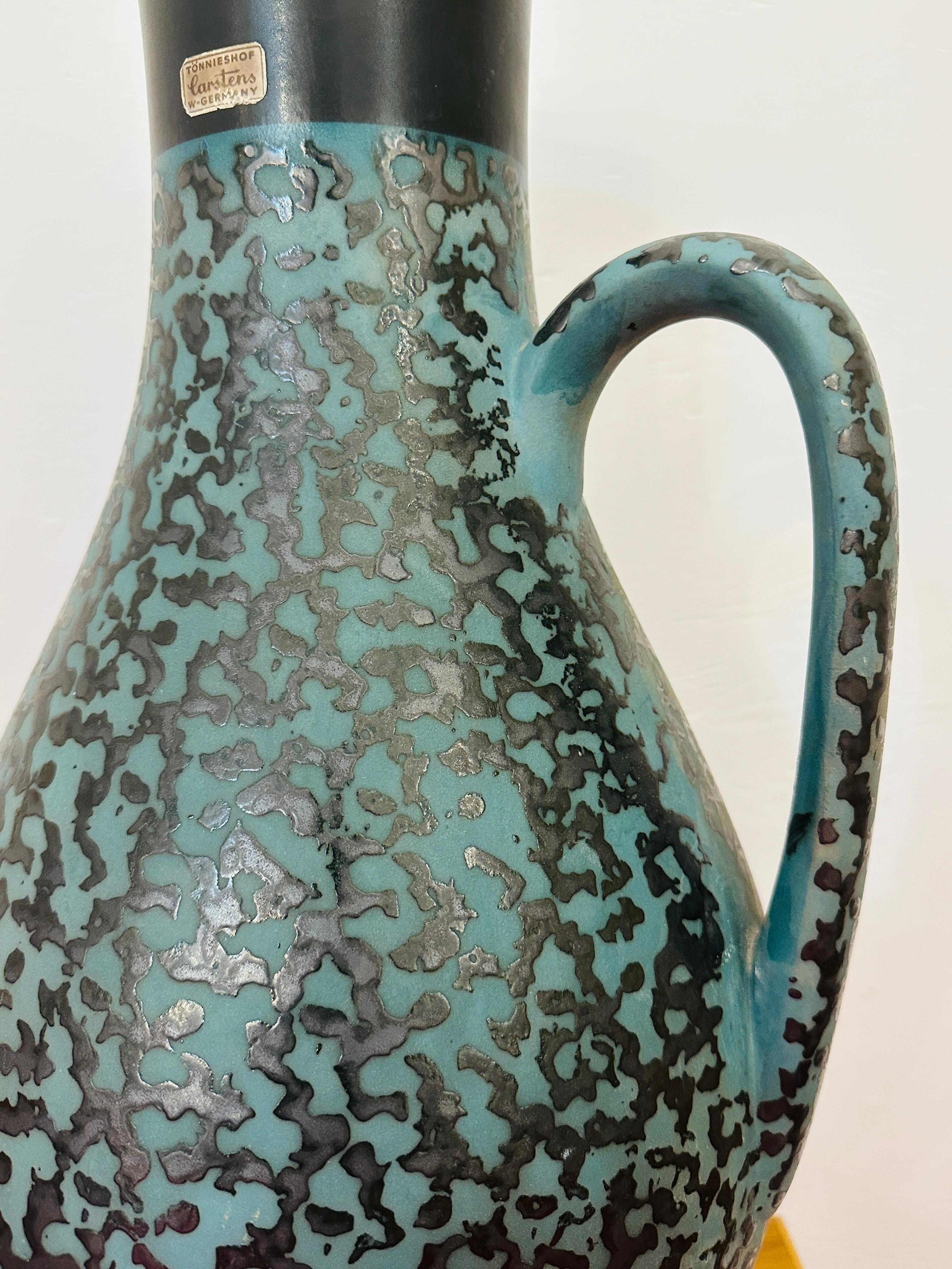 Vaso a caraffa Carstens Tönnieshof turchese e marrone con ameba, anni '70, Fat Lava, tedesco in vendita 6