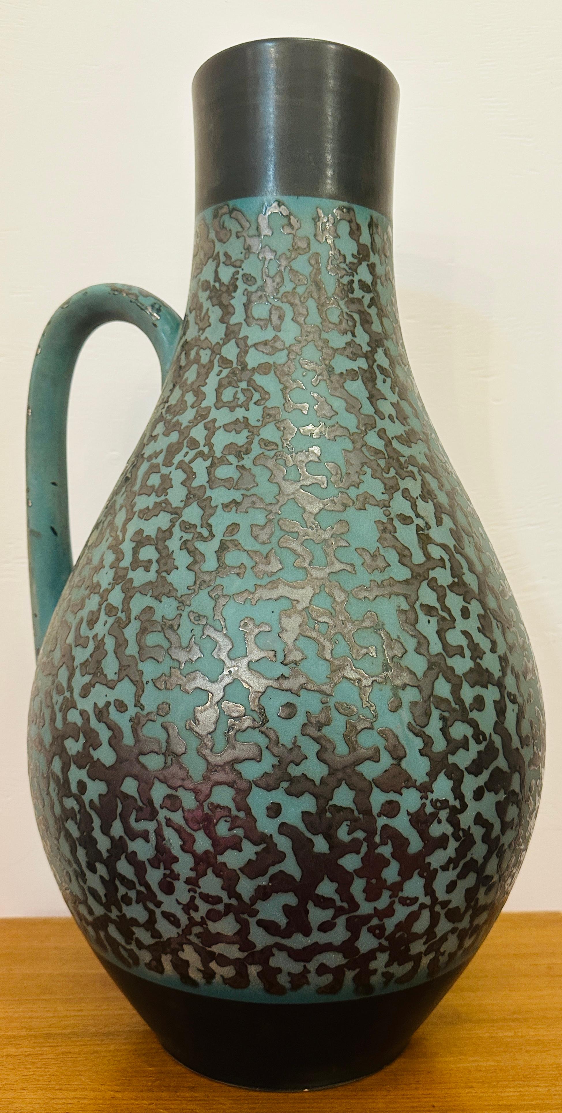Vaso a caraffa Carstens Tönnieshof turchese e marrone con ameba, anni '70, Fat Lava, tedesco in vendita 1