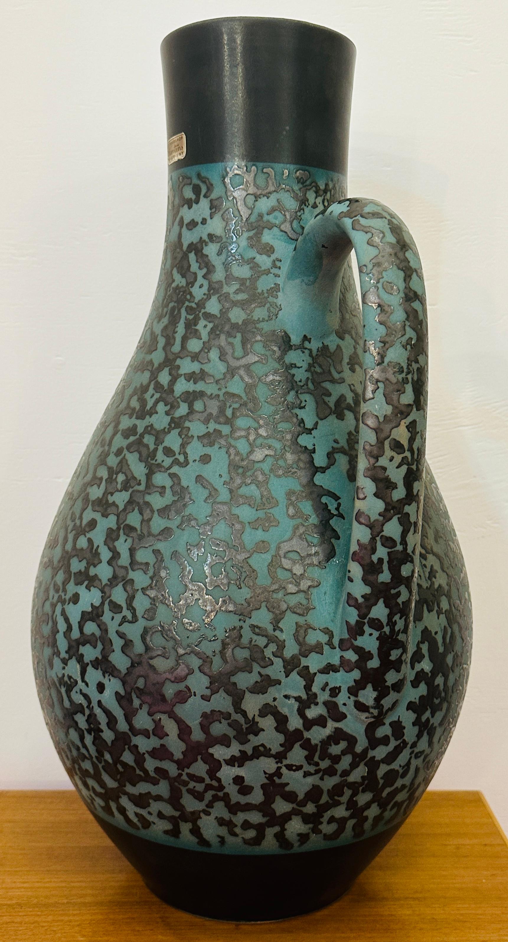 Tedesco Vaso a caraffa Carstens Tönnieshof turchese e marrone con ameba, anni '70, Fat Lava, tedesco in vendita