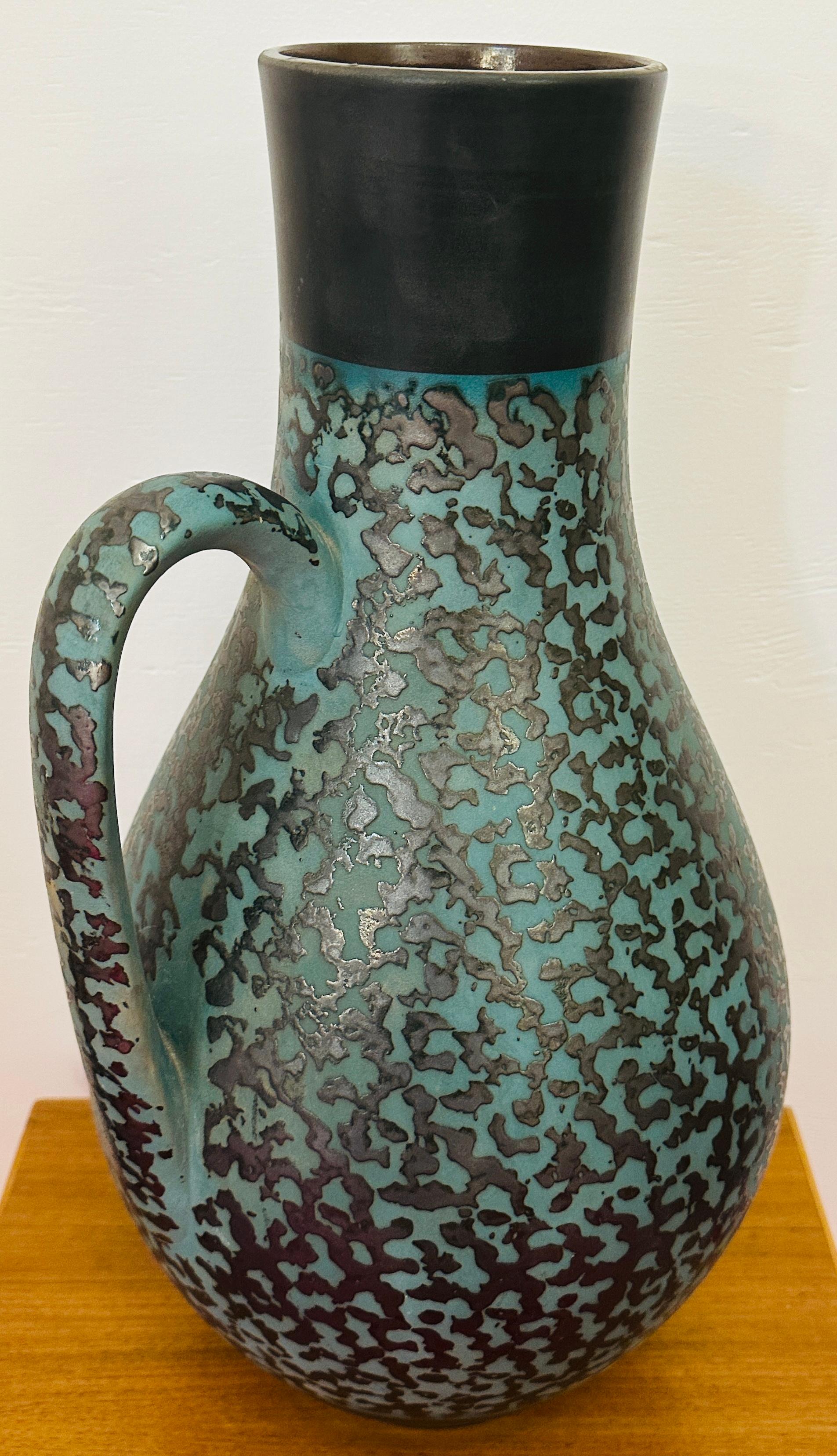 XX secolo Vaso a caraffa Carstens Tönnieshof turchese e marrone con ameba, anni '70, Fat Lava, tedesco in vendita