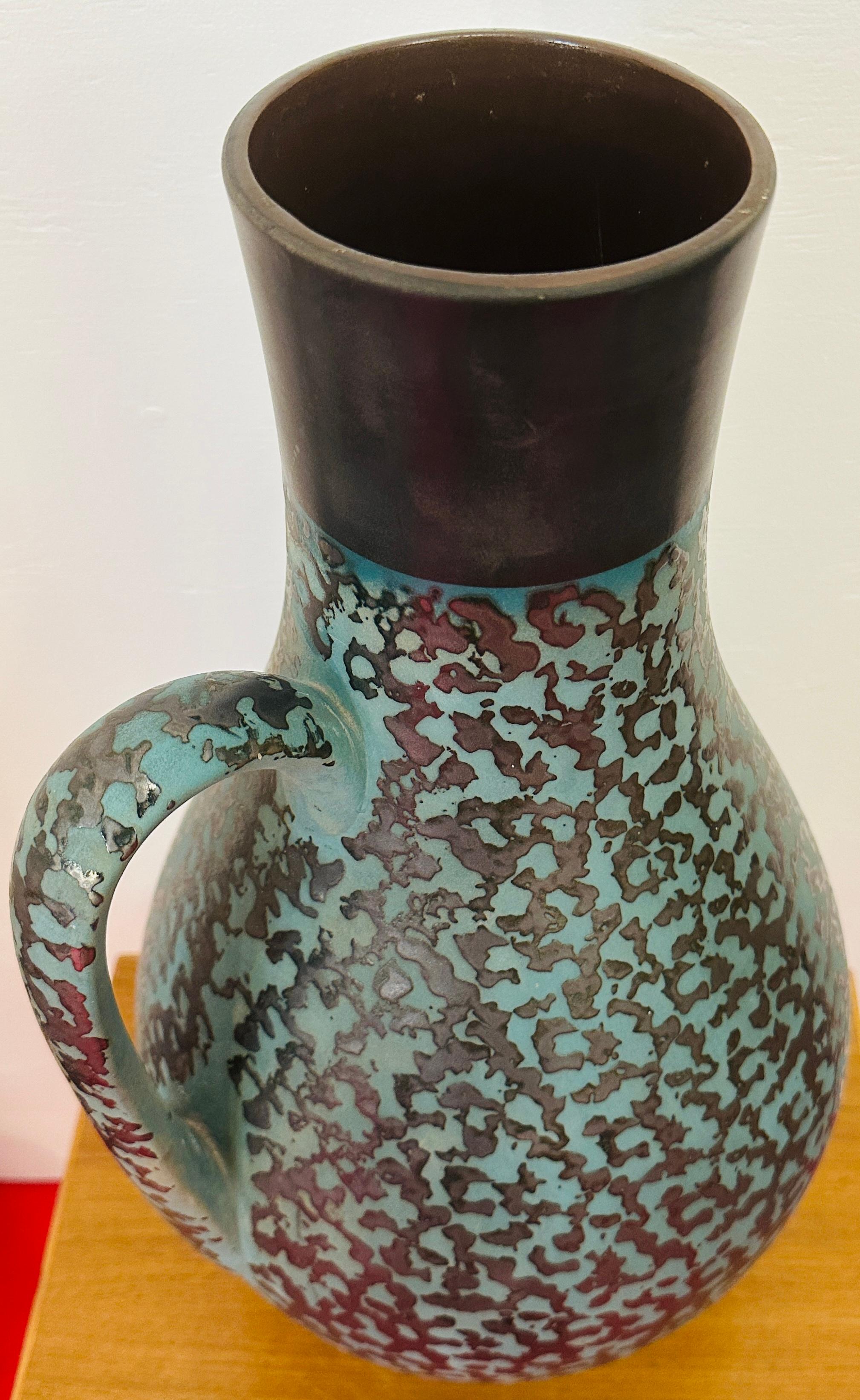 Ceramica Vaso a caraffa Carstens Tönnieshof turchese e marrone con ameba, anni '70, Fat Lava, tedesco in vendita