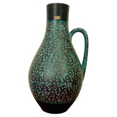 1970s Fat Lava German Carstens Tönnieshof Turquoise & Brown Amoeba Jug Vase