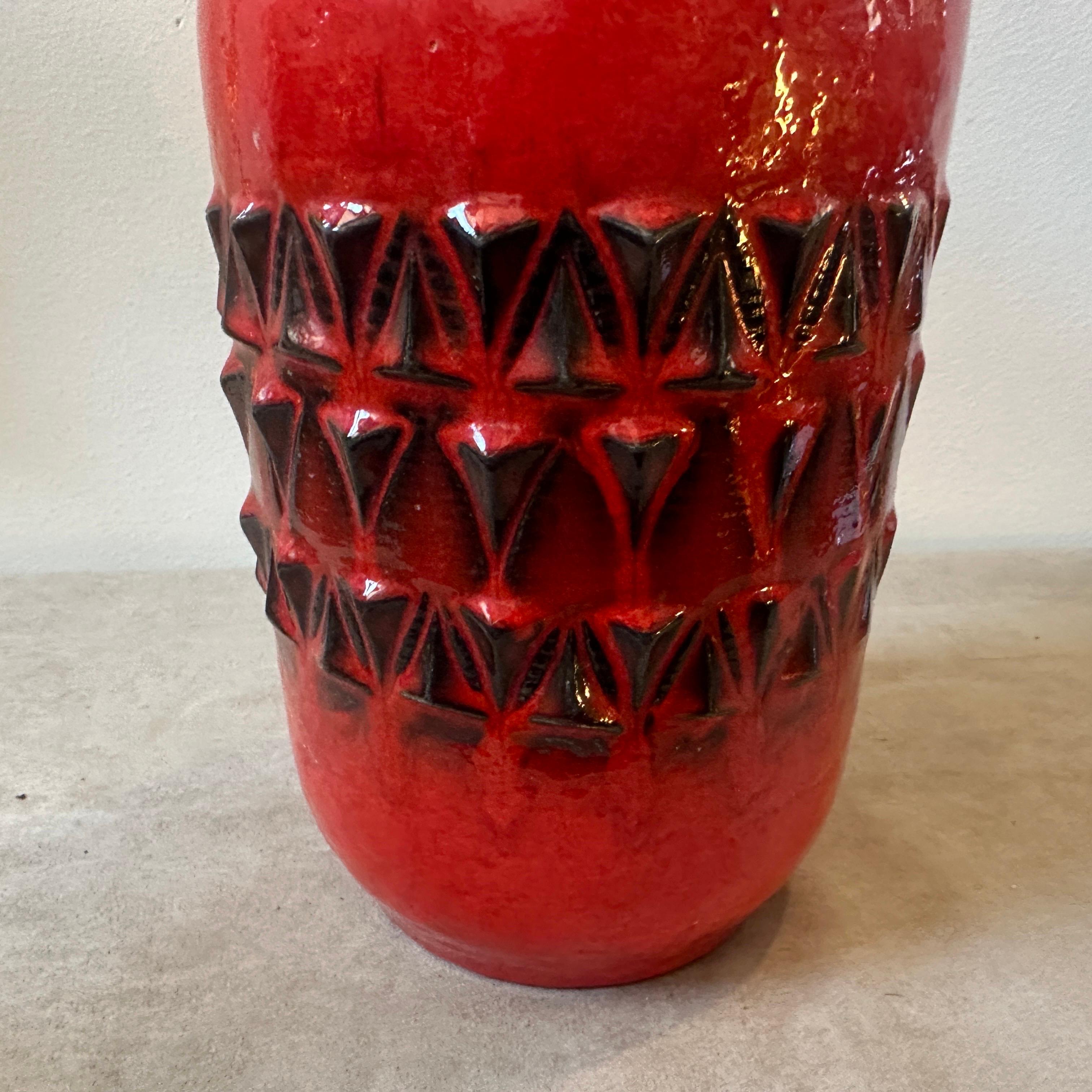 1970s Fat Lava Red and Black Ceramic German Vase For Sale 2