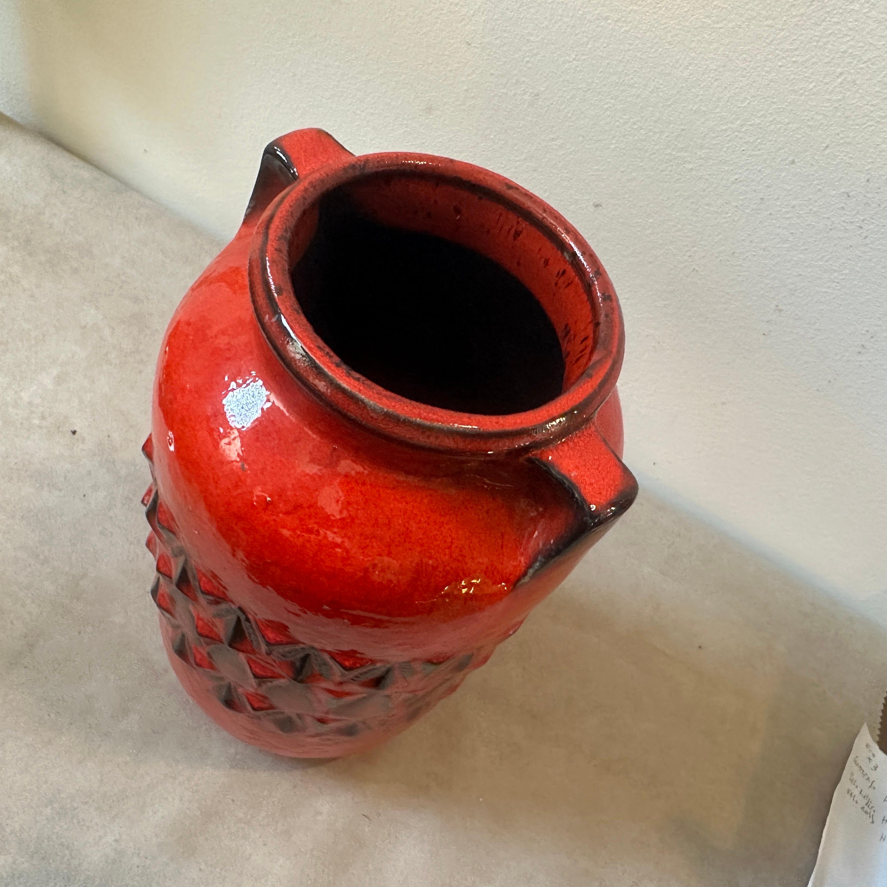 1970s Fat Lava Red and Black Ceramic German Vase For Sale 4