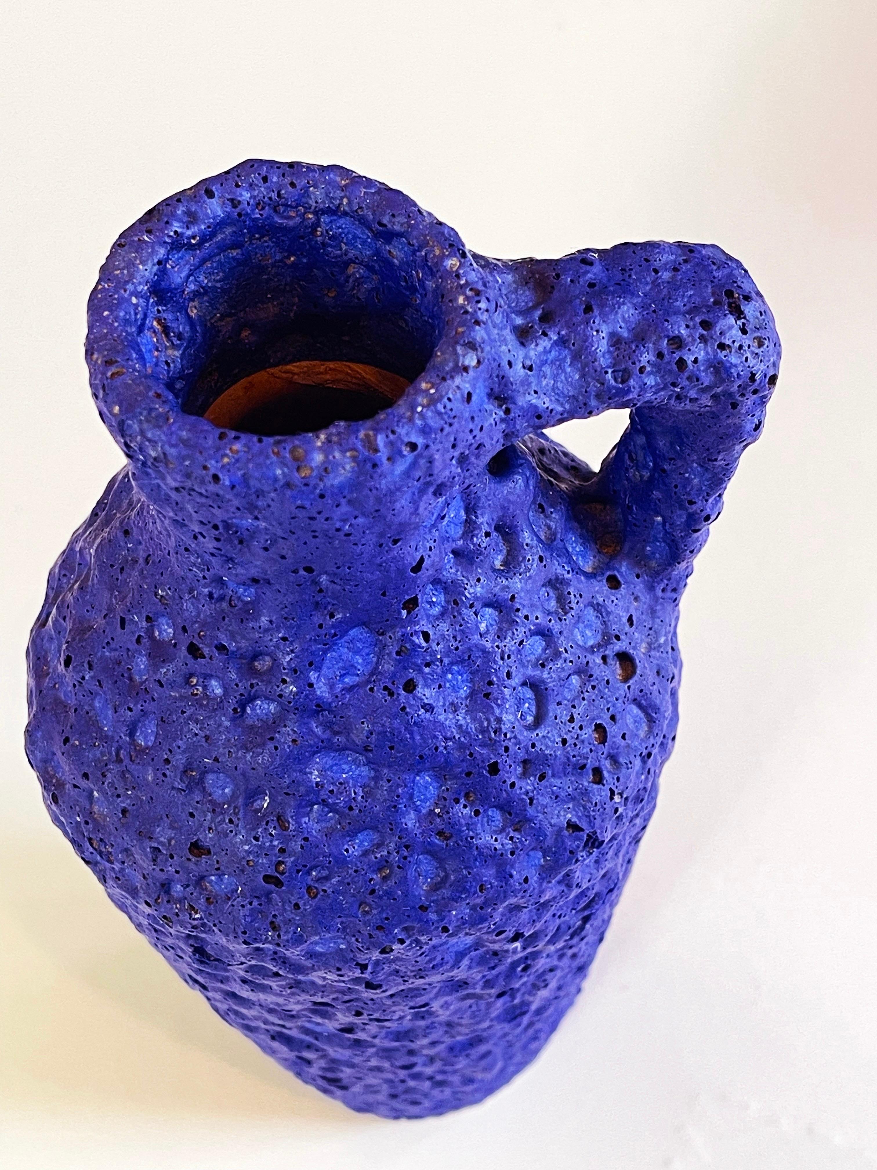 Mid-Century Modern 1970s Fat Lava Studio Ceramic Vase Blue Yves Klein for Silberdistel, No. 303
