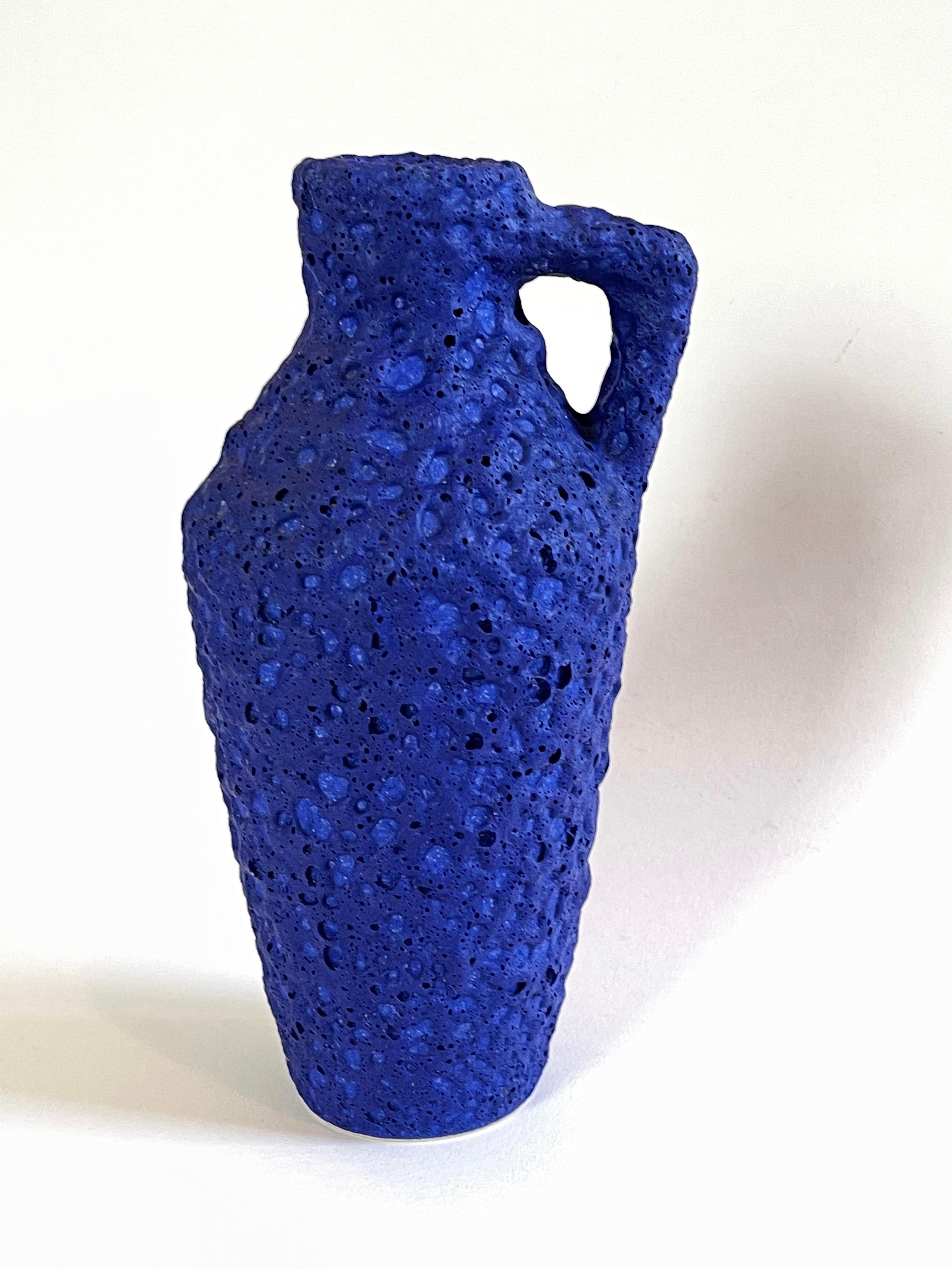 German 1970s Fat Lava Studio Ceramic Vase Blue Yves Klein for Silberdistel, No. 303