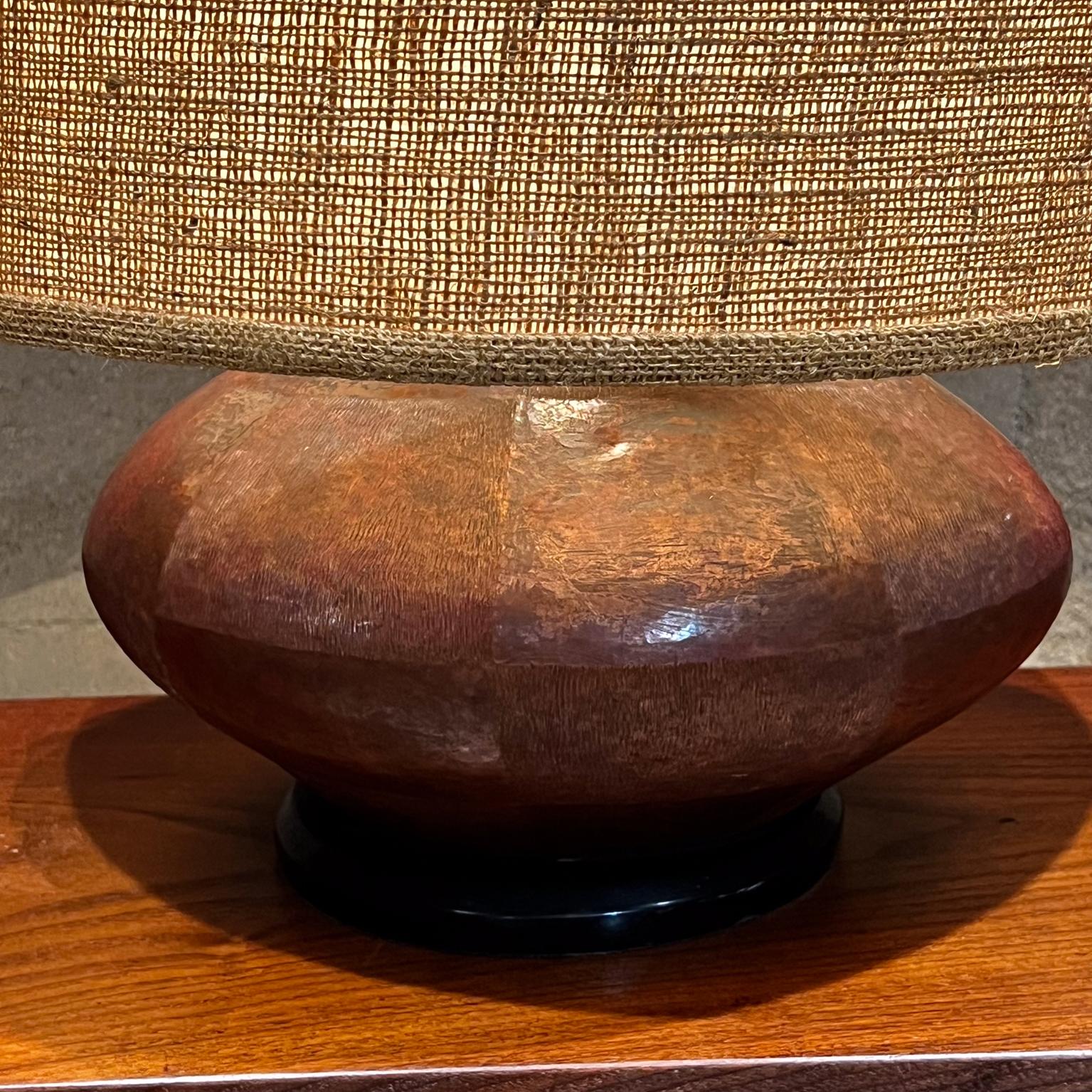 Mexican 1970s Fat Table Lamp Patinated Copper Handmade Mexico