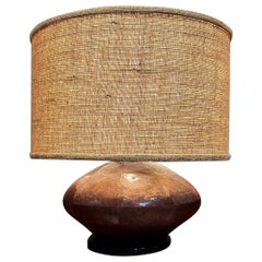 1970s Fat Table Lamp Patinated Copper Handmade Mexico